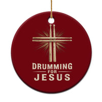 Christian Drummer Ceramic Ornament Drumming For Jesus Drumstick Cross Percussionist