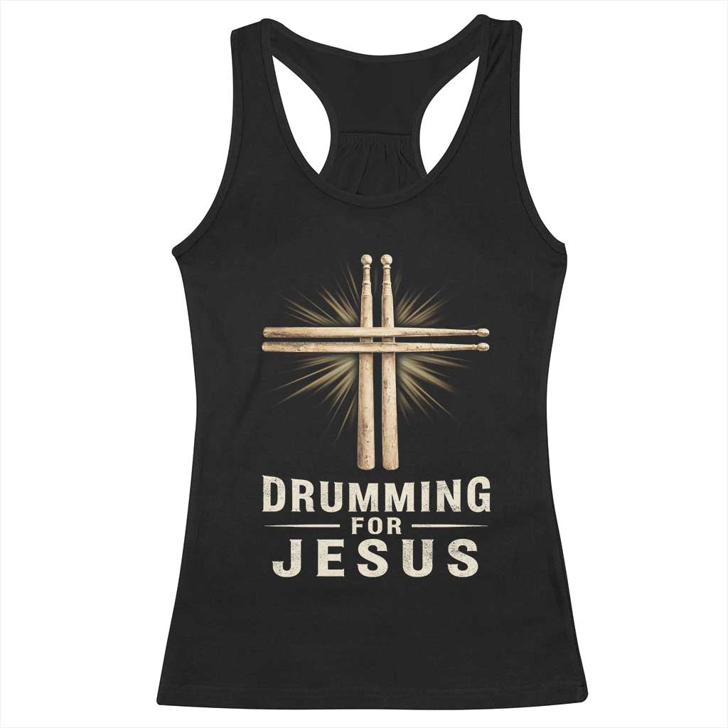Christian Drummer Racerback Tank Top Drumming For Jesus Drumstick Cross Percussionist