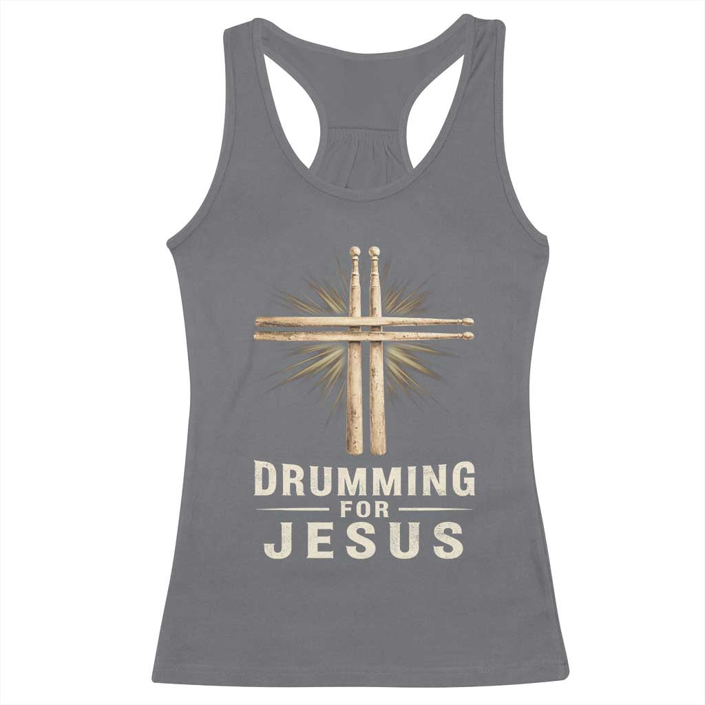 Christian Drummer Racerback Tank Top Drumming For Jesus Drumstick Cross Percussionist
