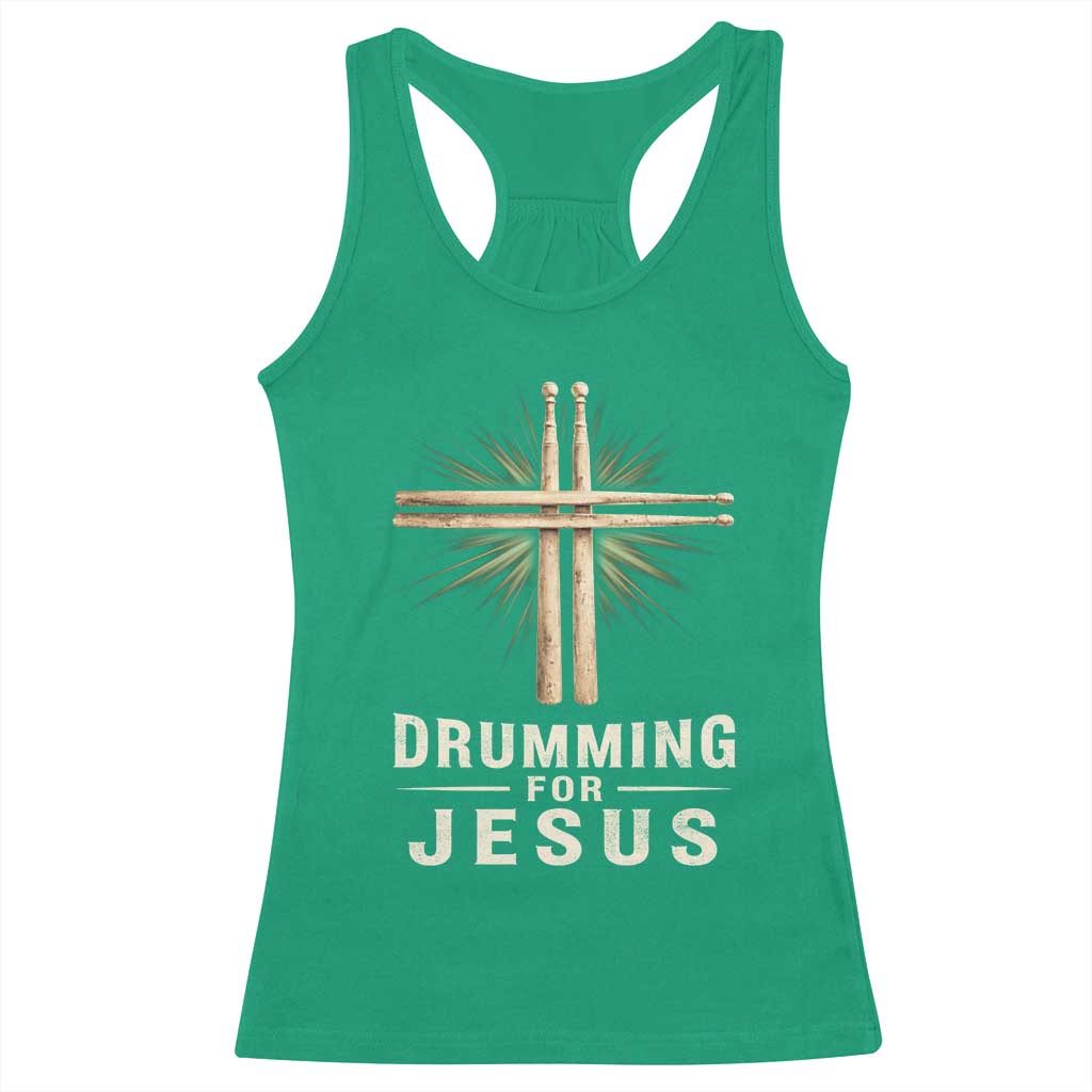 Christian Drummer Racerback Tank Top Drumming For Jesus Drumstick Cross Percussionist