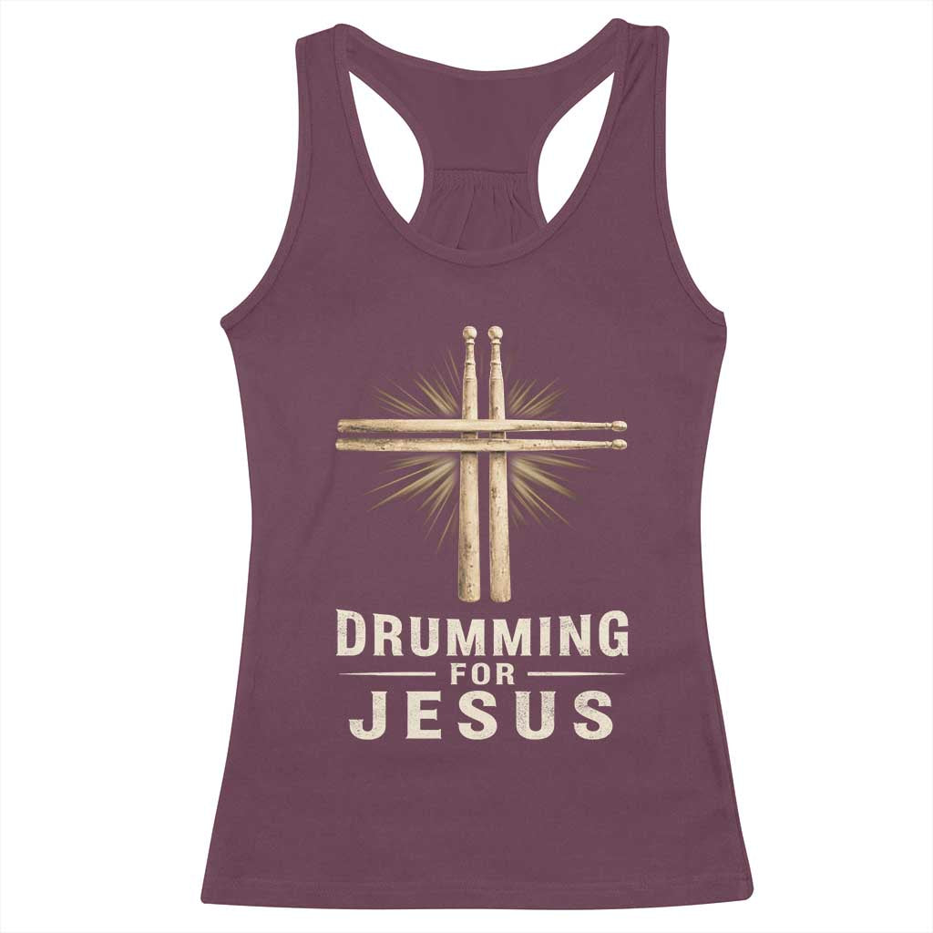 Christian Drummer Racerback Tank Top Drumming For Jesus Drumstick Cross Percussionist