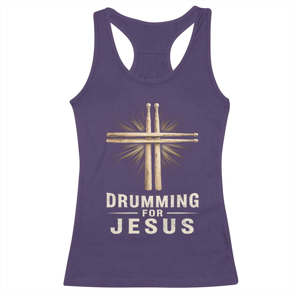 Christian Drummer Racerback Tank Top Drumming For Jesus Drumstick Cross Percussionist