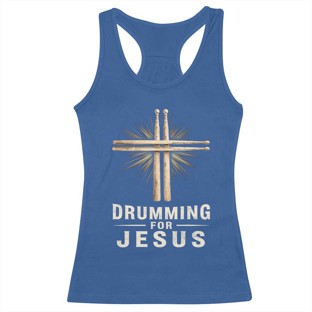 Christian Drummer Racerback Tank Top Drumming For Jesus Drumstick Cross Percussionist