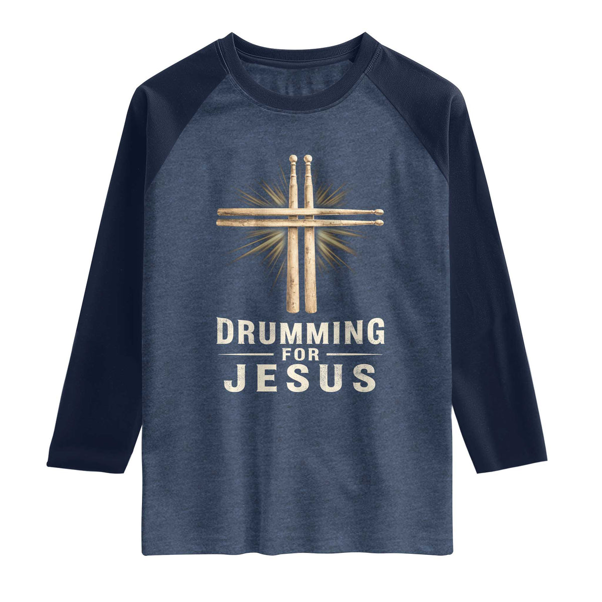 Christian Drummer Raglan Shirt Drumming For Jesus Drumstick Cross Percussionist