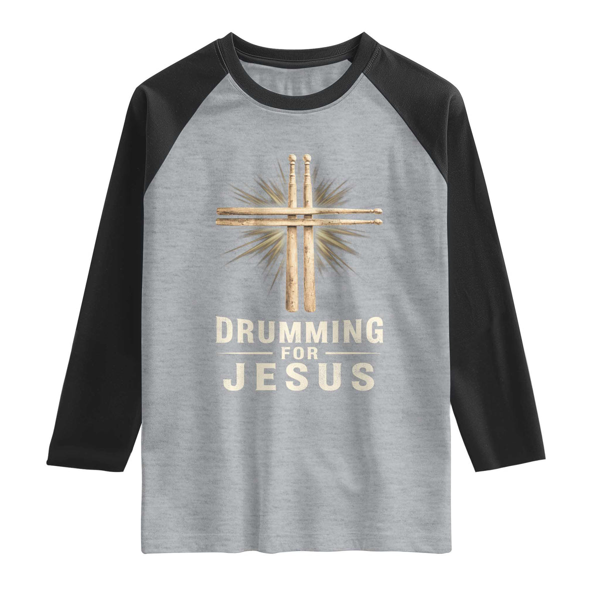 Christian Drummer Raglan Shirt Drumming For Jesus Drumstick Cross Percussionist