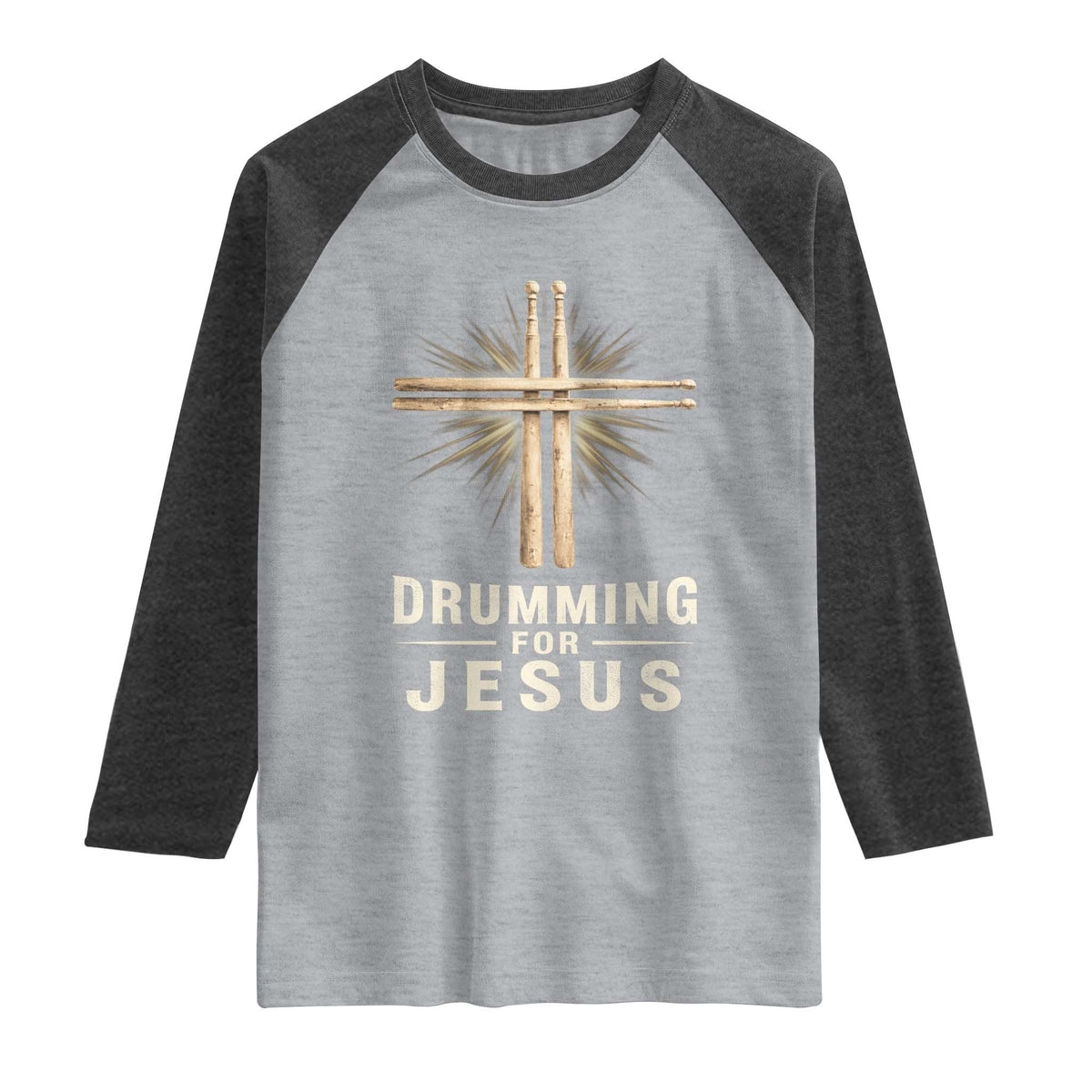 Christian Drummer Raglan Shirt Drumming For Jesus Drumstick Cross Percussionist