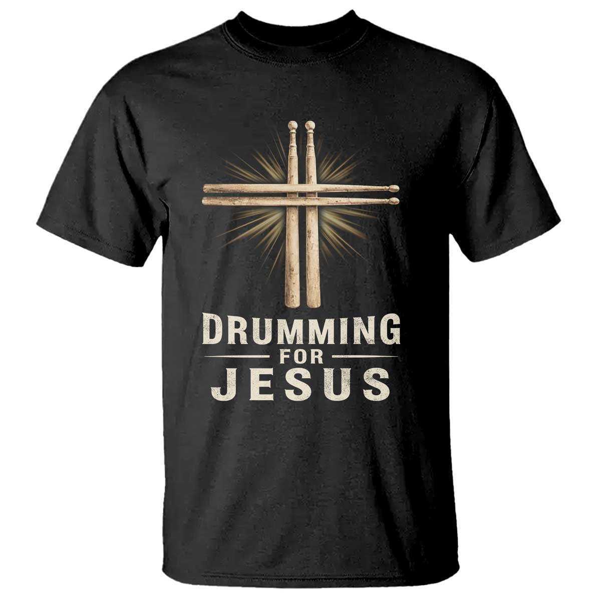 Christian Drummer T Shirt Drumming For Jesus Drumstick Cross Percussionist