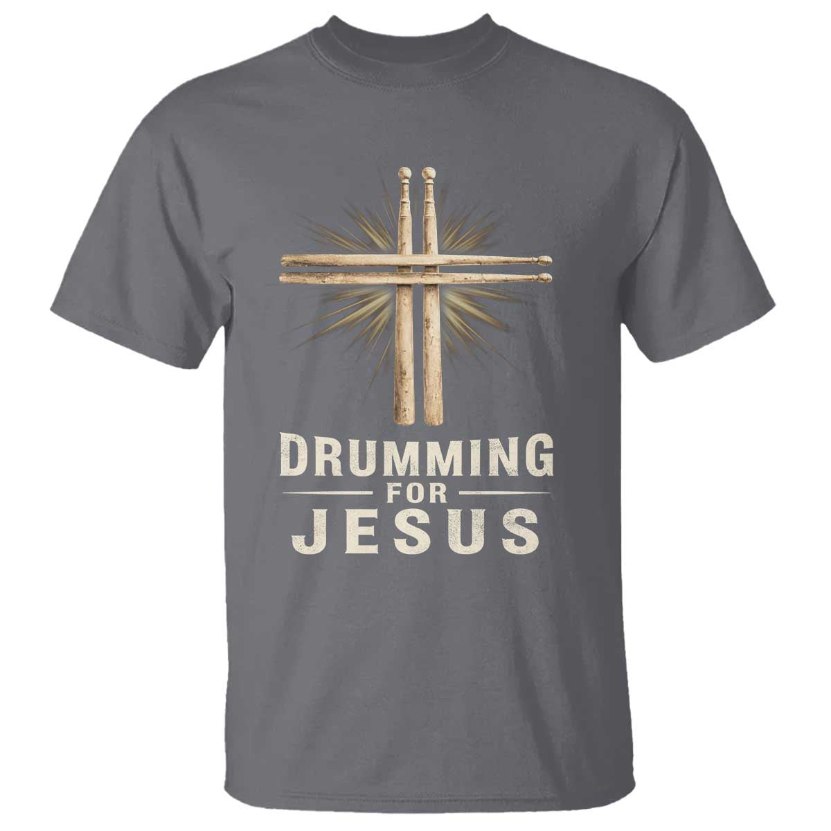 Christian Drummer T Shirt Drumming For Jesus Drumstick Cross Percussionist