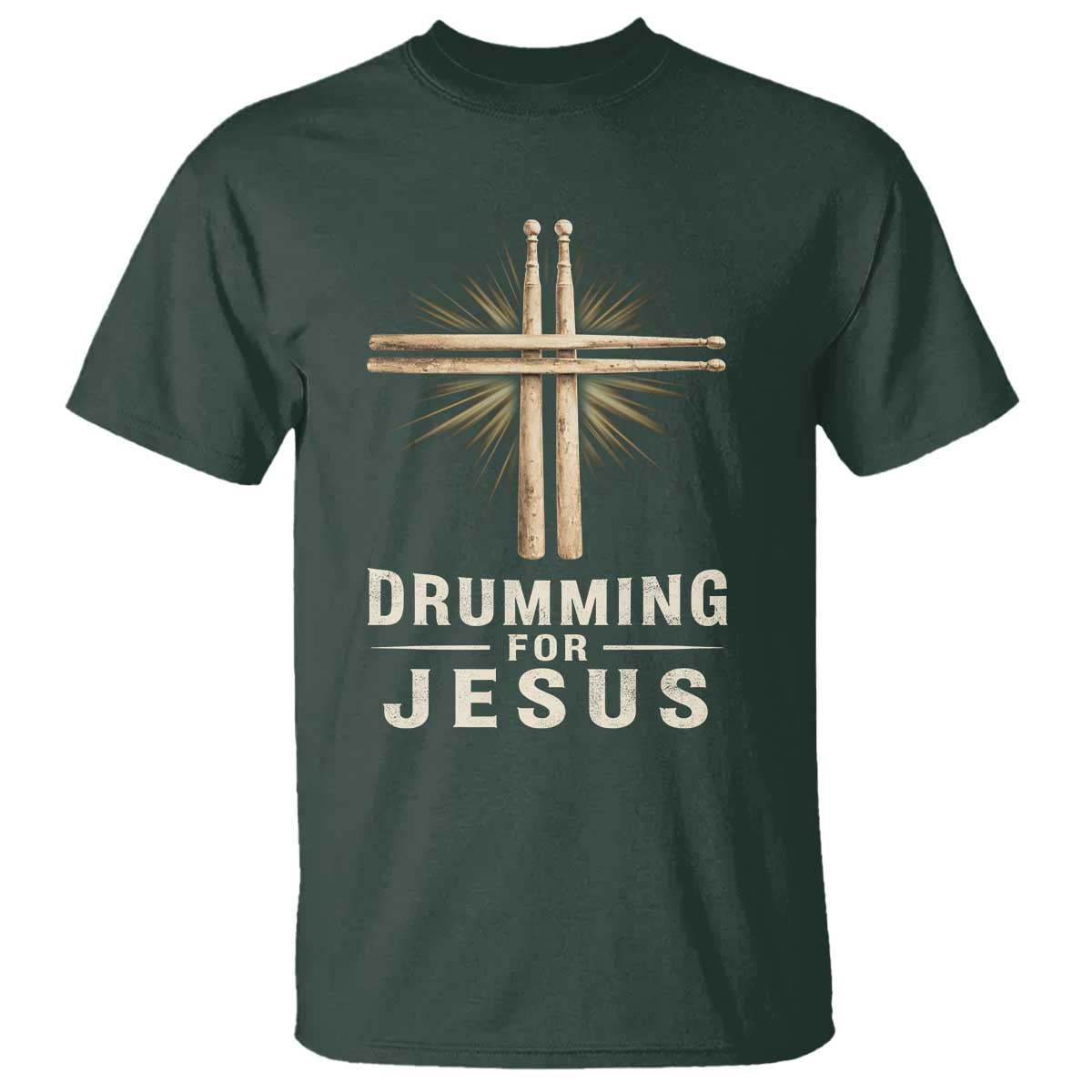 Christian Drummer T Shirt Drumming For Jesus Drumstick Cross Percussionist