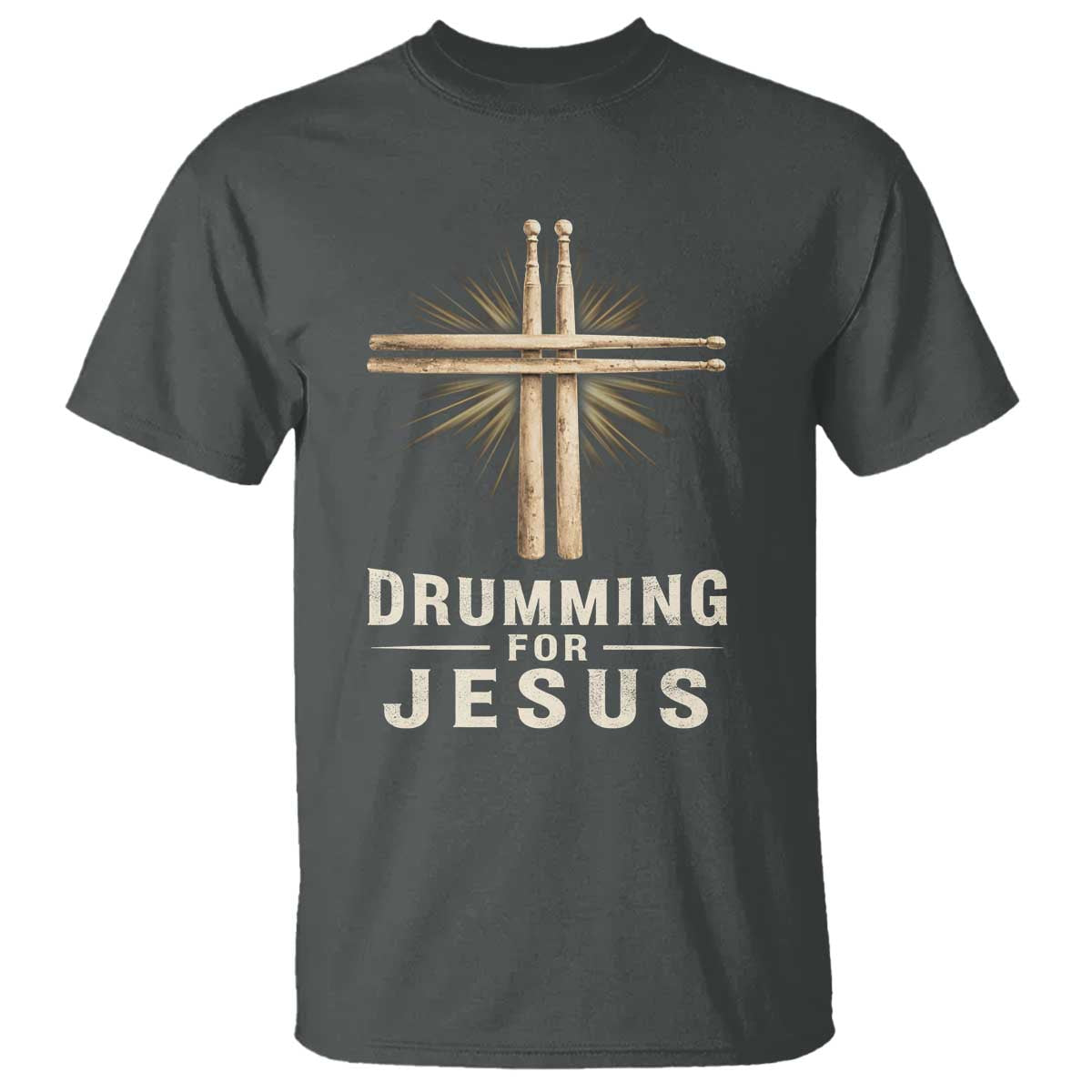 Christian Drummer T Shirt Drumming For Jesus Drumstick Cross Percussionist