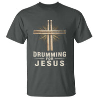 Christian Drummer T Shirt Drumming For Jesus Drumstick Cross Percussionist