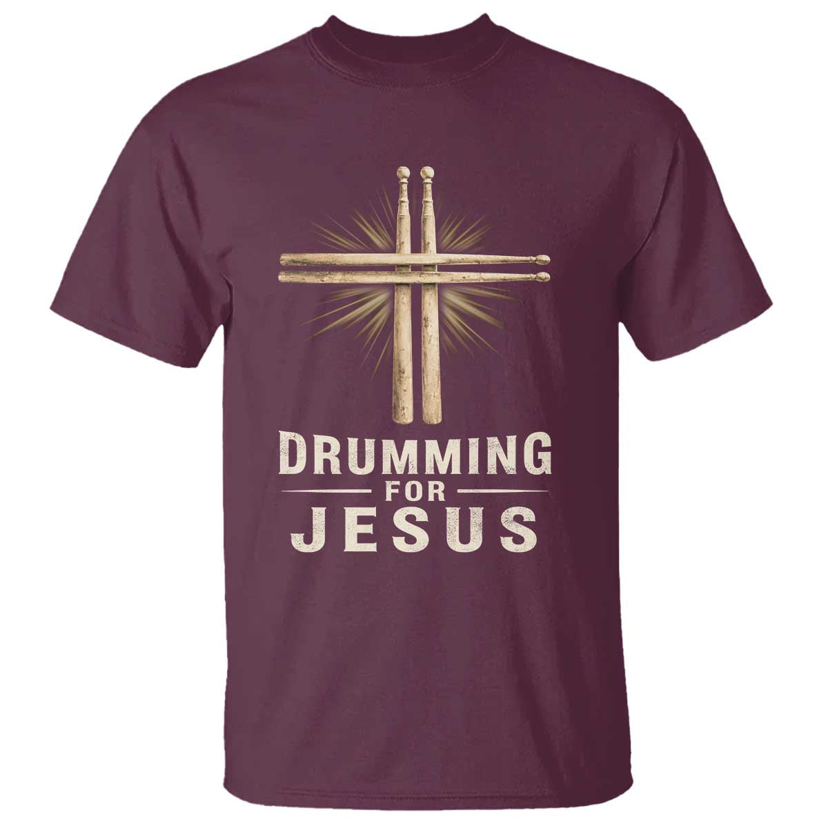Christian Drummer T Shirt Drumming For Jesus Drumstick Cross Percussionist