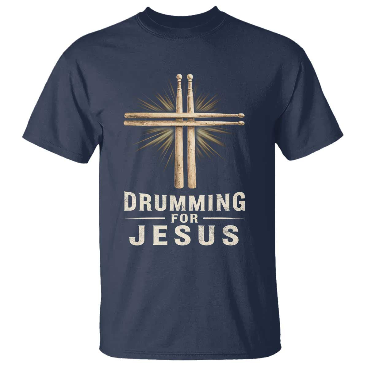 Christian Drummer T Shirt Drumming For Jesus Drumstick Cross Percussionist