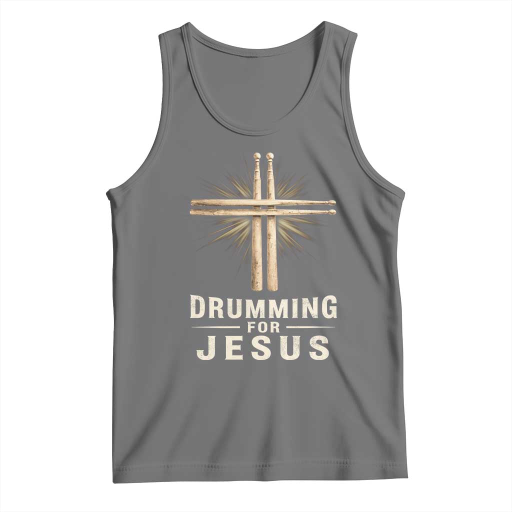 Christian Drummer Tank Top Drumming For Jesus Drumstick Cross Percussionist