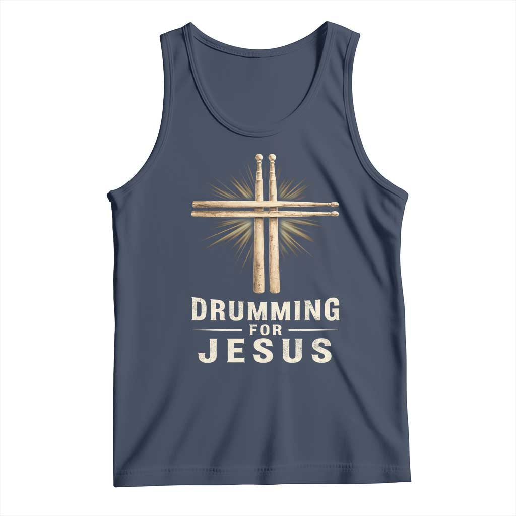 Christian Drummer Tank Top Drumming For Jesus Drumstick Cross Percussionist