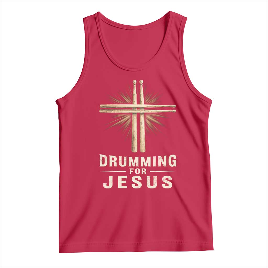 Christian Drummer Tank Top Drumming For Jesus Drumstick Cross Percussionist