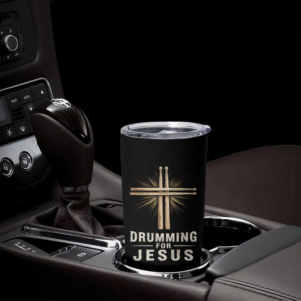 Christian Drummer Tumbler Cup Drumming For Jesus Drumstick Cross Percussionist