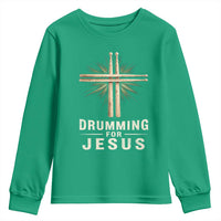 Christian Drummer Youth Sweatshirt Drumming For Jesus Drumstick Cross Percussionist