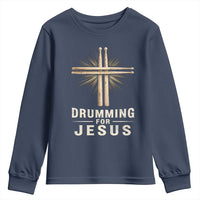 Christian Drummer Youth Sweatshirt Drumming For Jesus Drumstick Cross Percussionist