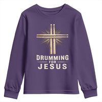 Christian Drummer Youth Sweatshirt Drumming For Jesus Drumstick Cross Percussionist