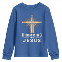 Christian Drummer Youth Sweatshirt Drumming For Jesus Drumstick Cross Percussionist