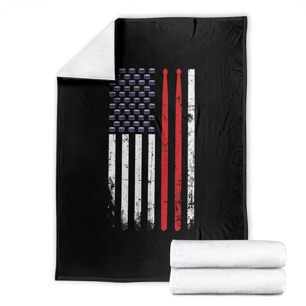 Patriotic Drummer Throw Blanket Percussionist Gift Drumming Drumsticks American Flag