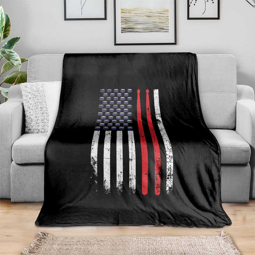 Patriotic Drummer Throw Blanket Percussionist Gift Drumming Drumsticks American Flag