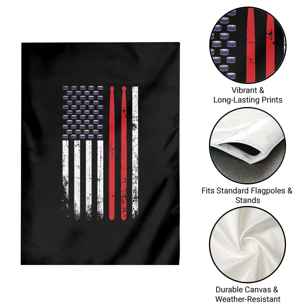 Patriotic Drummer Garden Flag Percussionist Gift Drumming Drumsticks American Flag