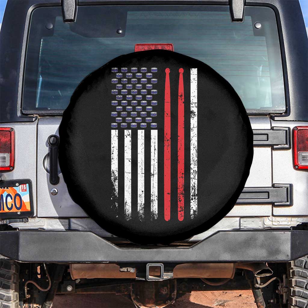 Patriotic Drummer Spare Tire Cover Percussionist Gift Drumming Drumsticks American Flag