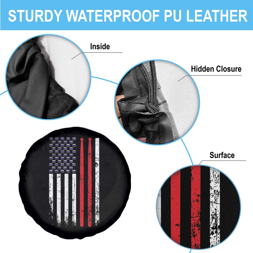 Patriotic Drummer Spare Tire Cover Percussionist Gift Drumming Drumsticks American Flag