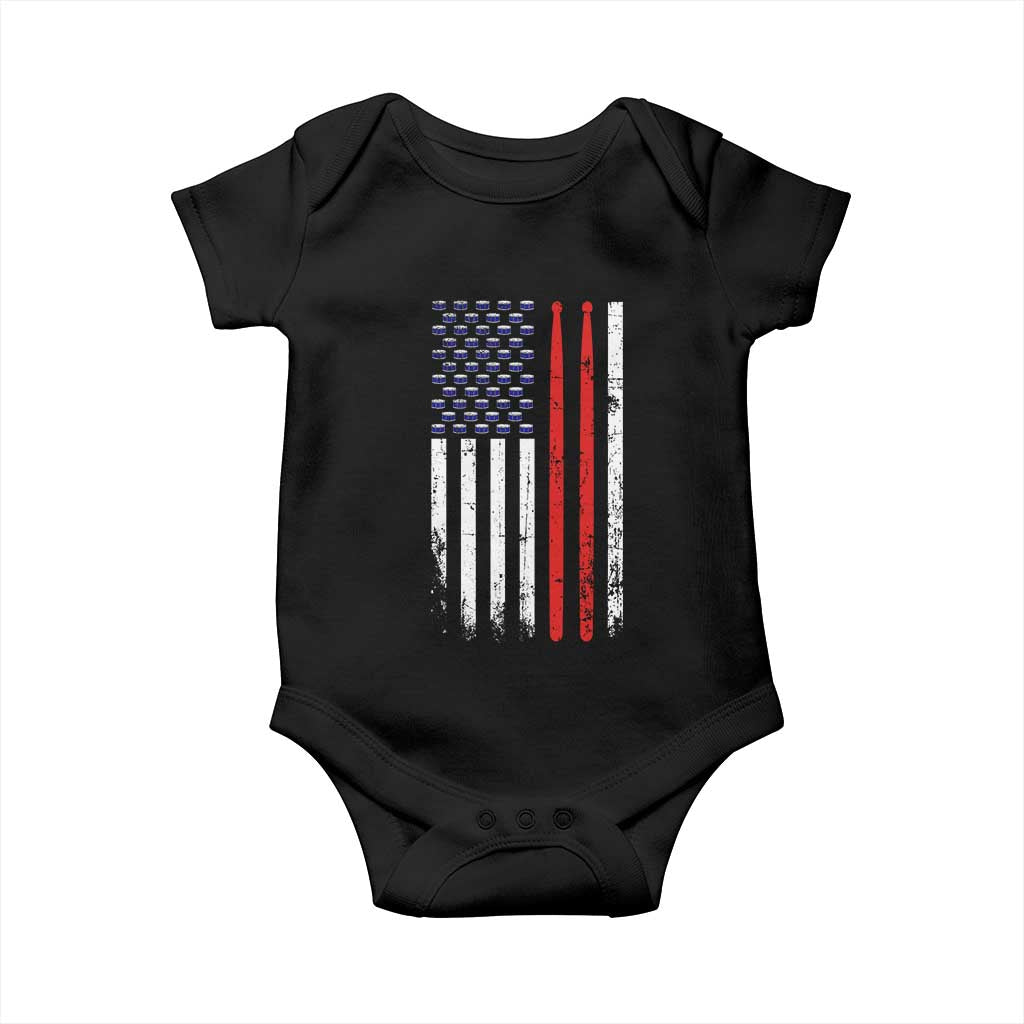 Patriotic Drummer Baby Onesie Percussionist Gift Drumming Drumsticks American Flag