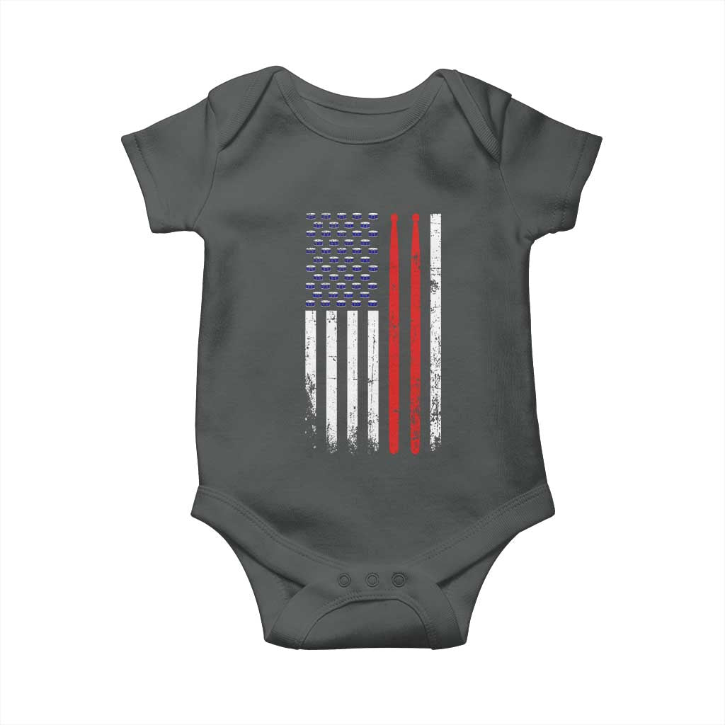 Patriotic Drummer Baby Onesie Percussionist Gift Drumming Drumsticks American Flag
