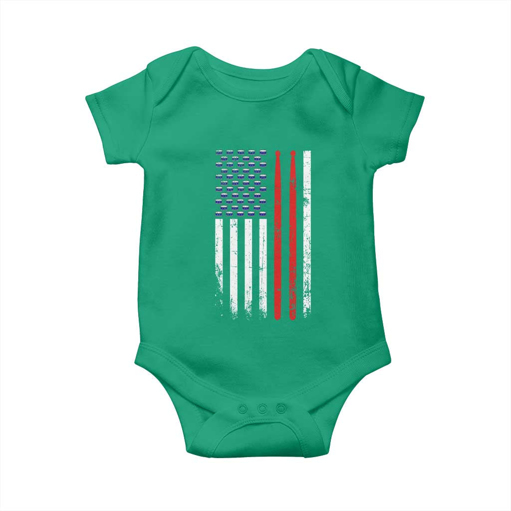 Patriotic Drummer Baby Onesie Percussionist Gift Drumming Drumsticks American Flag