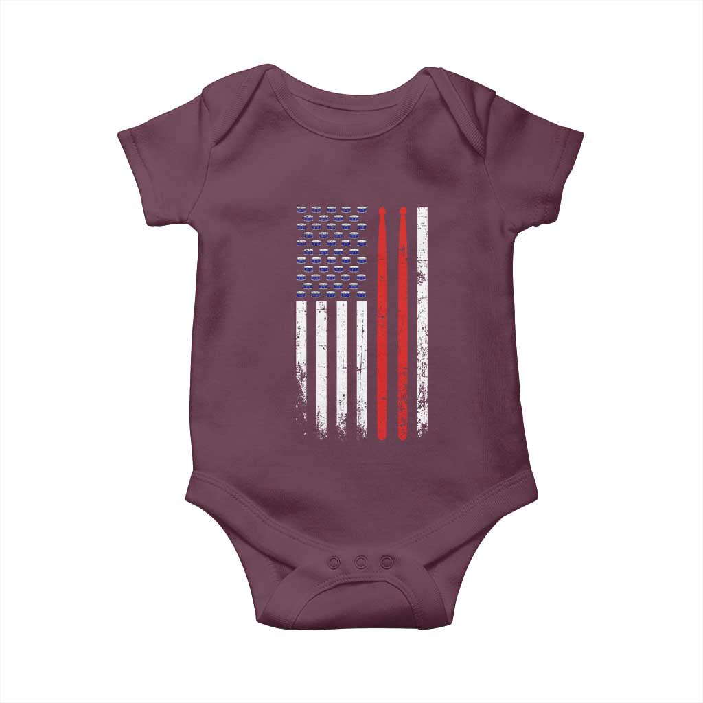 Patriotic Drummer Baby Onesie Percussionist Gift Drumming Drumsticks American Flag