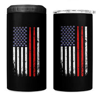 Patriotic Drummer 4 in 1 Can Cooler Tumbler Percussionist Gift Drumming Drumsticks American Flag
