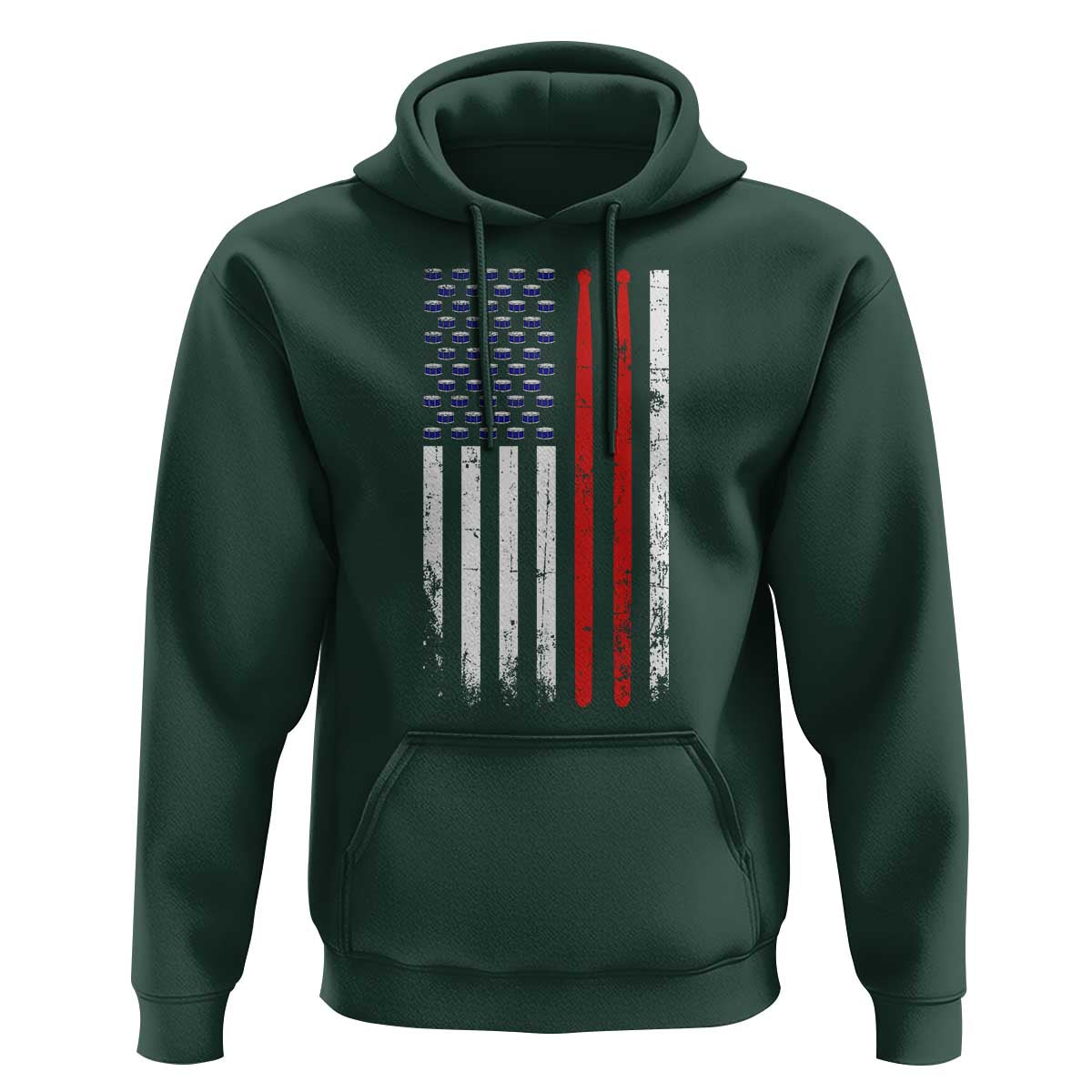 Patriotic Drummer Hoodie Percussionist Gift Drumming Drumsticks American Flag