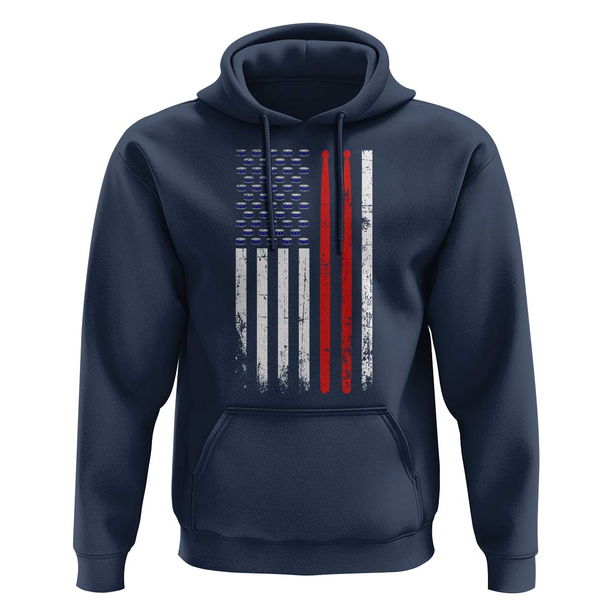 Patriotic Drummer Hoodie Percussionist Gift Drumming Drumsticks American Flag