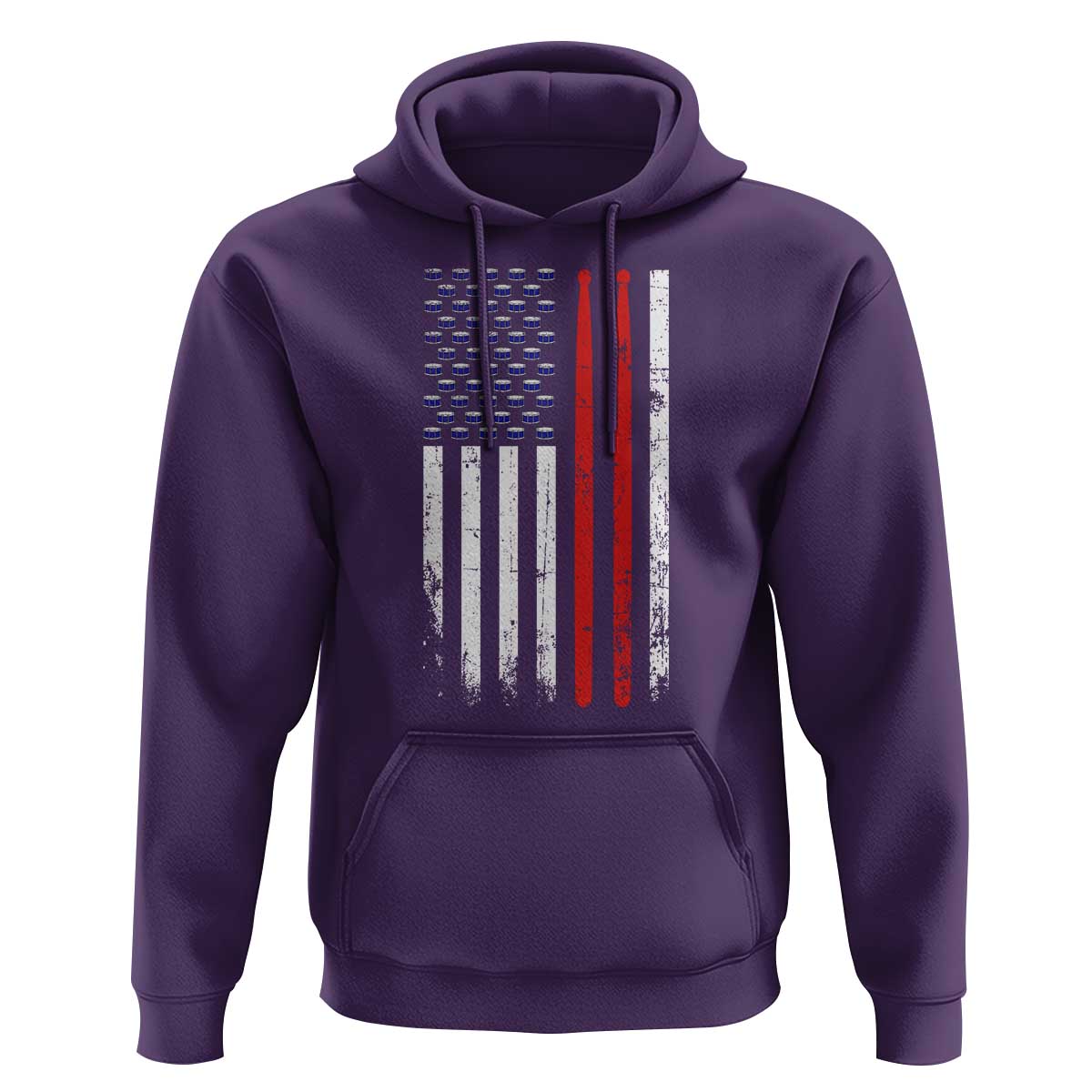 Patriotic Drummer Hoodie Percussionist Gift Drumming Drumsticks American Flag