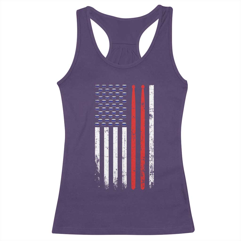 Patriotic Drummer Racerback Tank Top Percussionist Gift Drumming Drumsticks American Flag