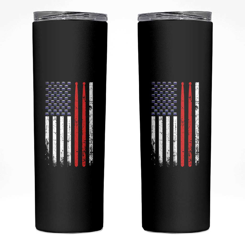 Patriotic Drummer Skinny Tumbler Percussionist Gift Drumming Drumsticks American Flag