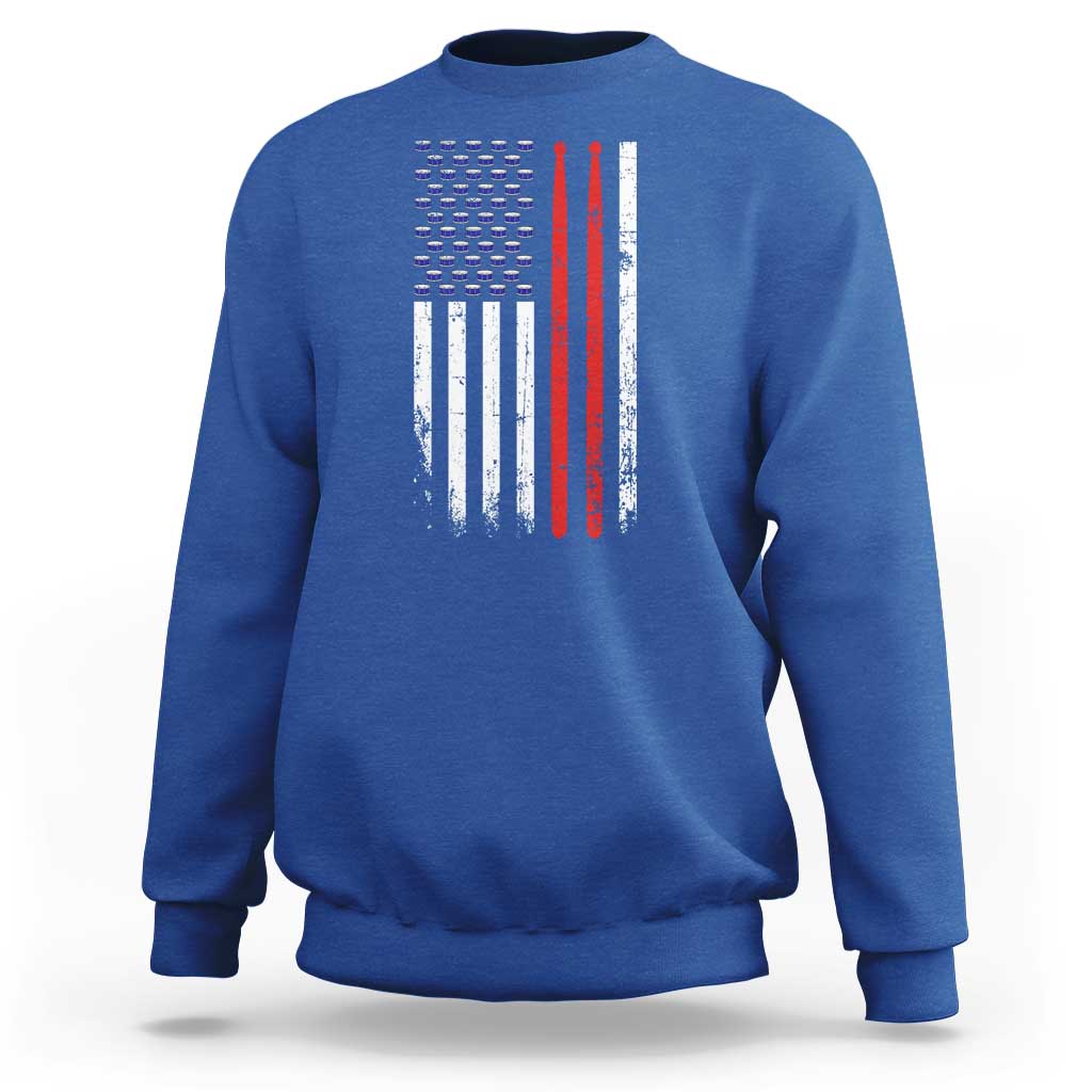 Patriotic Drummer Sweatshirt Percussionist Gift Drumming Drumsticks American Flag