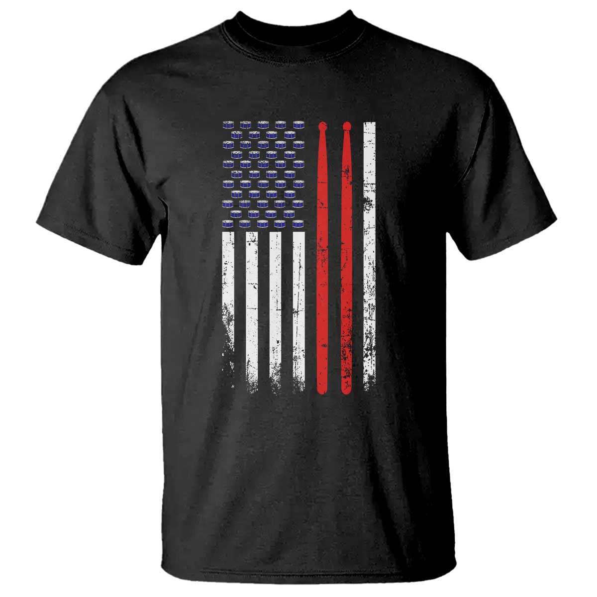 Patriotic Drummer T Shirt Percussionist Gift Drumming Drumsticks American Flag