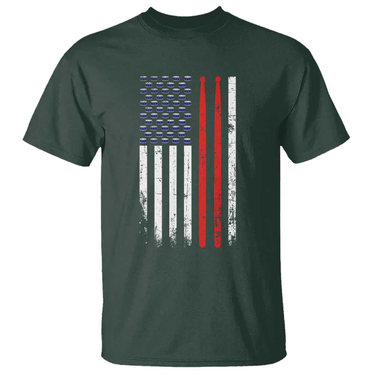 Patriotic Drummer T Shirt Percussionist Gift Drumming Drumsticks American Flag
