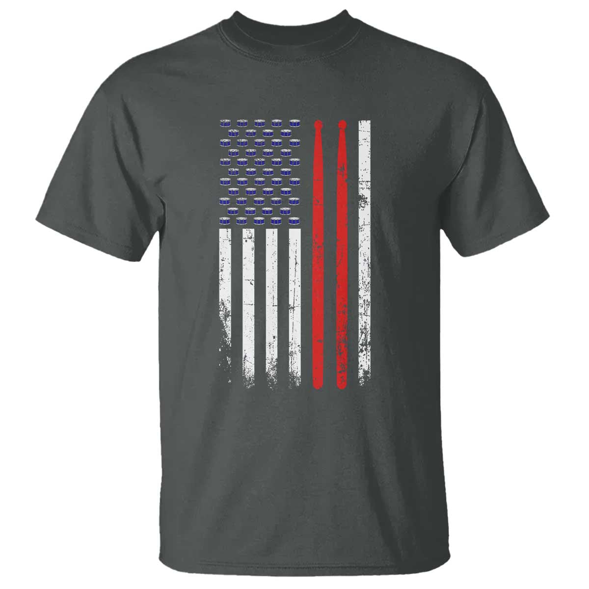 Patriotic Drummer T Shirt Percussionist Gift Drumming Drumsticks American Flag