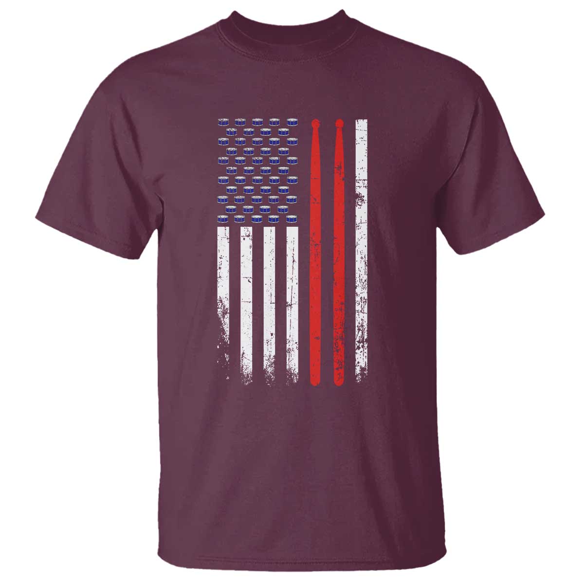 Patriotic Drummer T Shirt Percussionist Gift Drumming Drumsticks American Flag