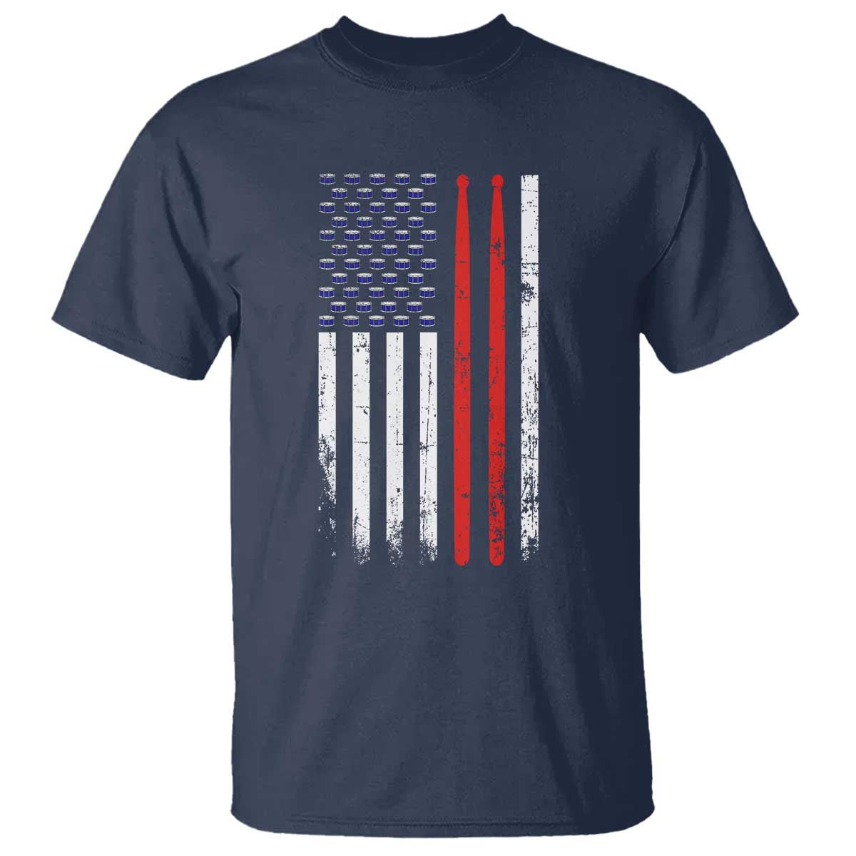 Patriotic Drummer T Shirt Percussionist Gift Drumming Drumsticks American Flag