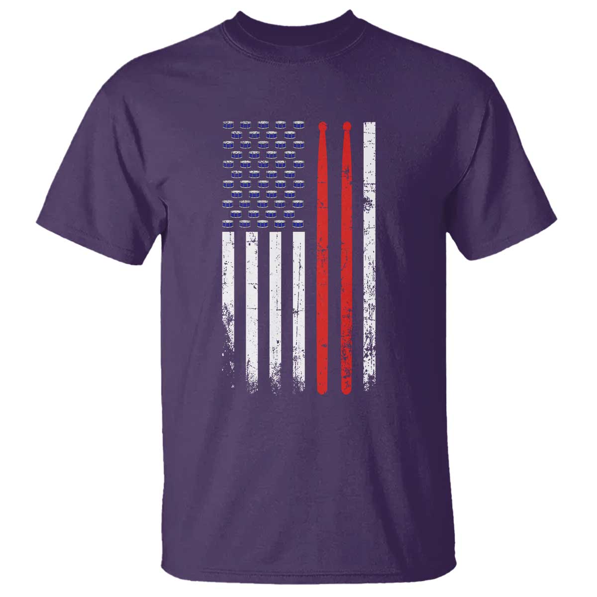 Patriotic Drummer T Shirt Percussionist Gift Drumming Drumsticks American Flag