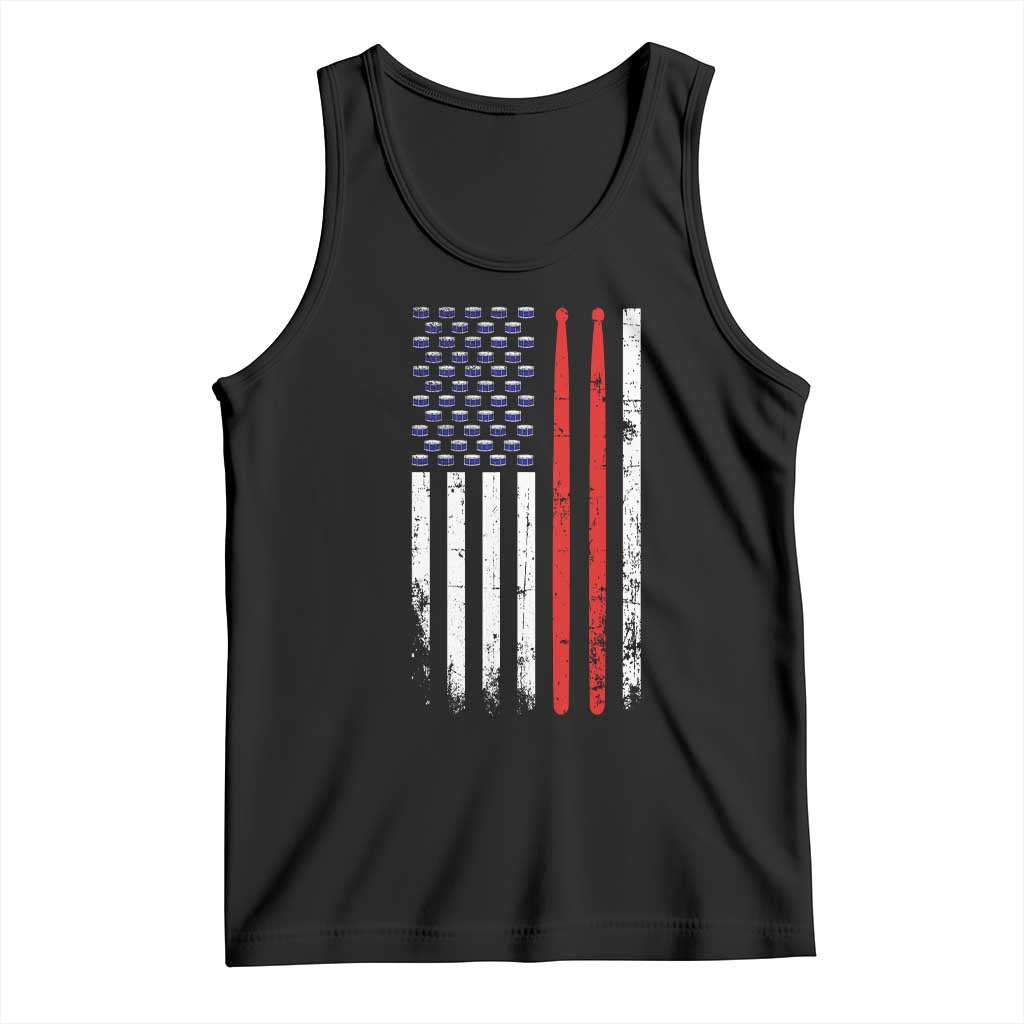 Patriotic Drummer Tank Top Percussionist Gift Drumming Drumsticks American Flag