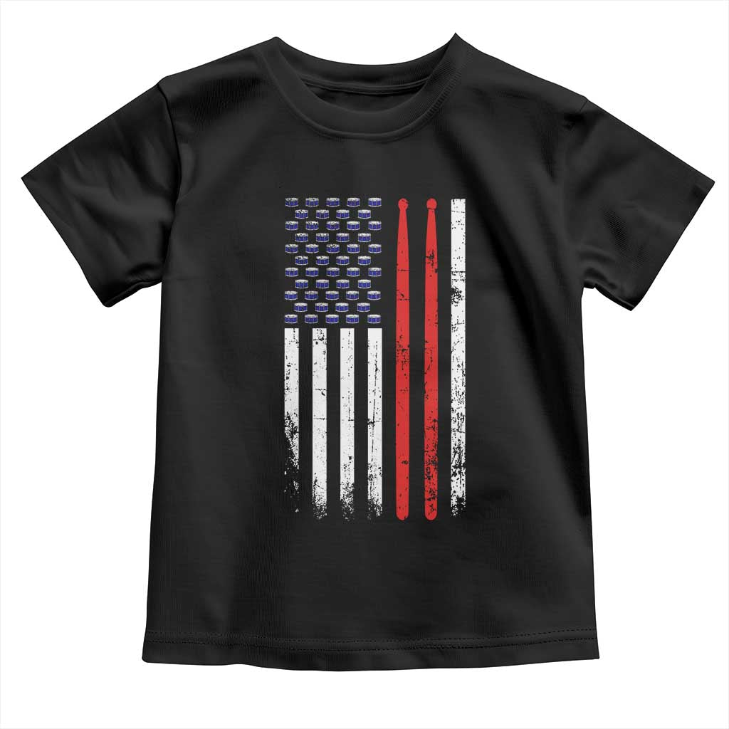 Patriotic Drummer Toddler T Shirt Percussionist Gift Drumming Drumsticks American Flag