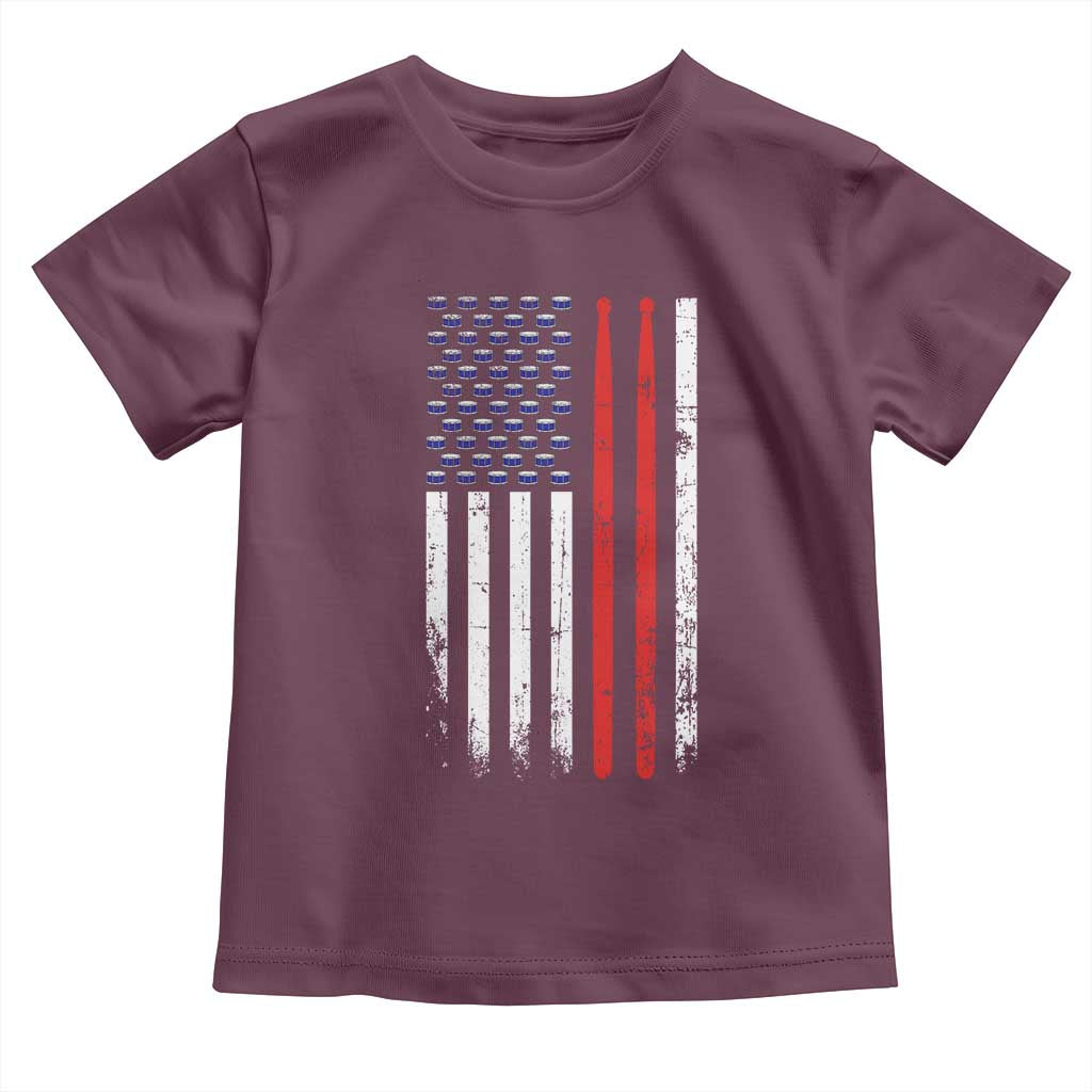 Patriotic Drummer Toddler T Shirt Percussionist Gift Drumming Drumsticks American Flag